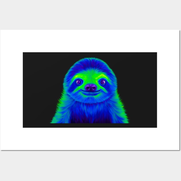 Blue and Green Sloth Wall Art by NeonFuzz